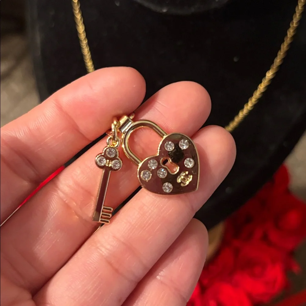 CC gold heart and key stainless steel gold plated Necklace